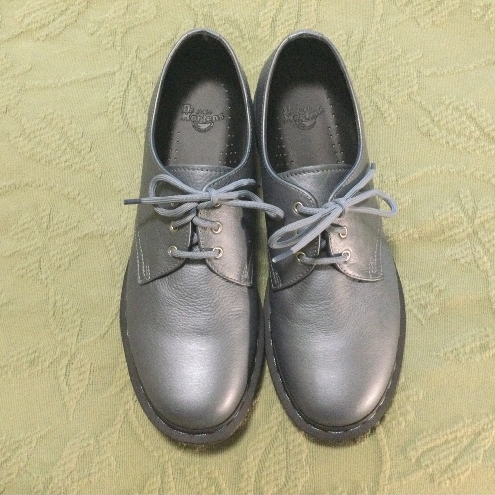 Dr Martens Gunmetal Metallic Oxfords